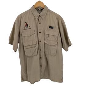 Master Angler khacki fishing short speeve shirt mens size medium